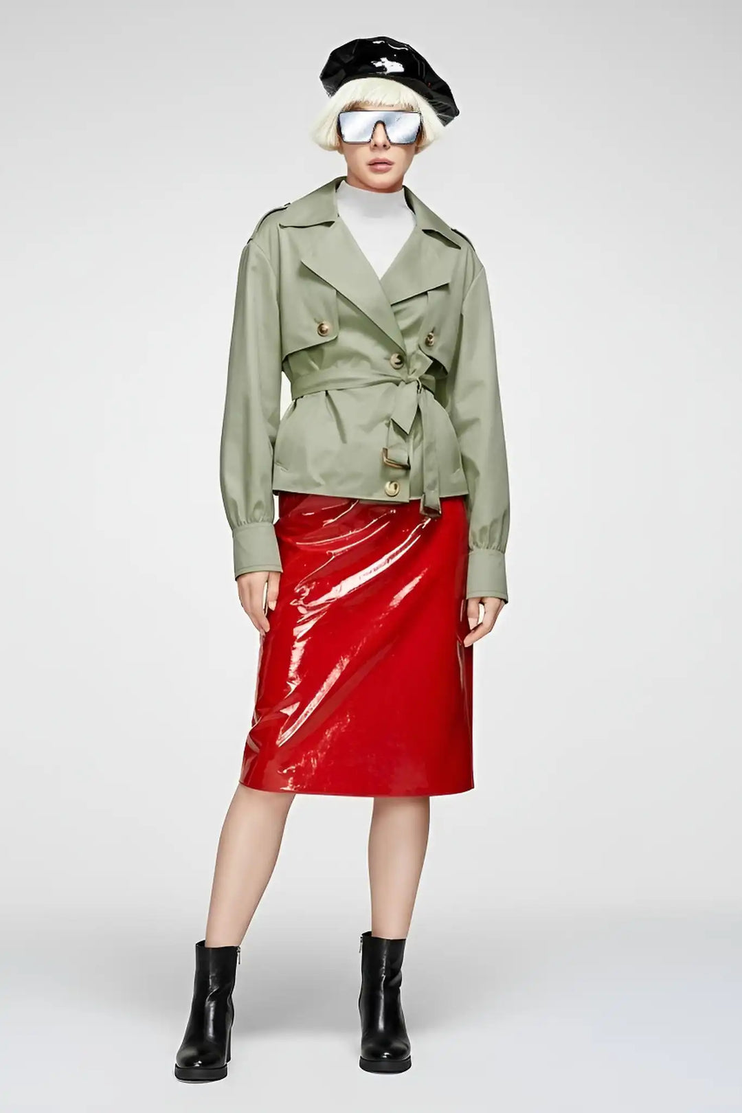 EIRIS – British Spring Trench Coat – Women’s sage green trench front view