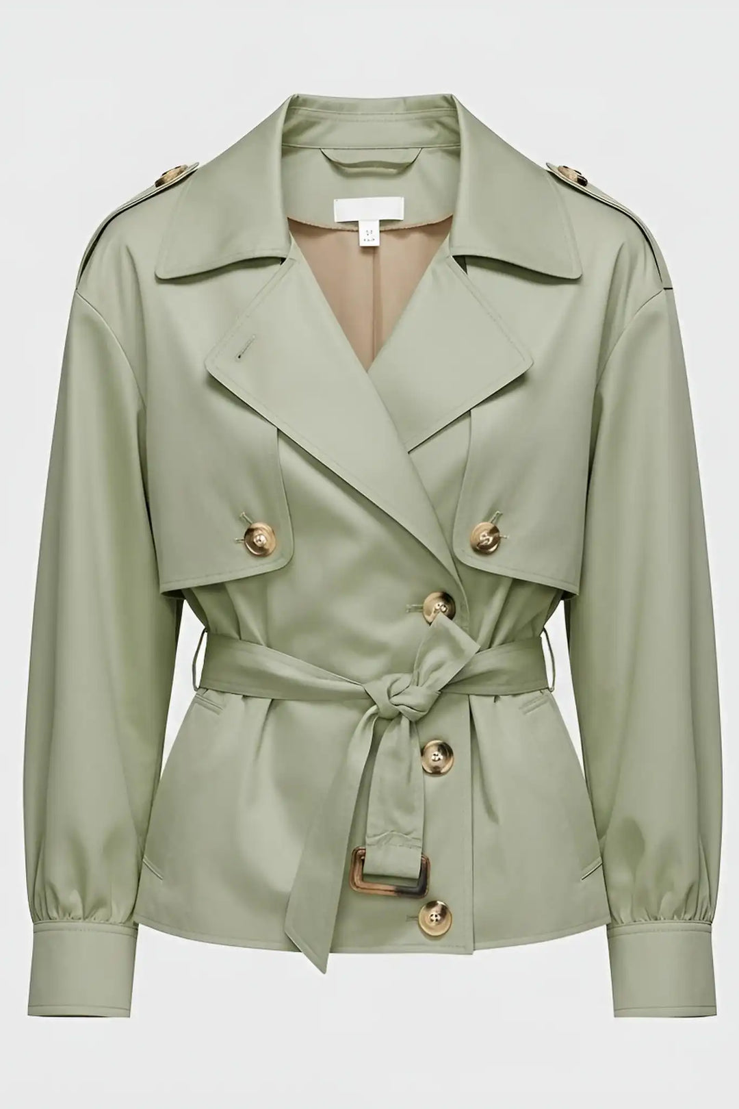 EIRIS – British Spring Trench Coat – Women’s sage green trench front view
