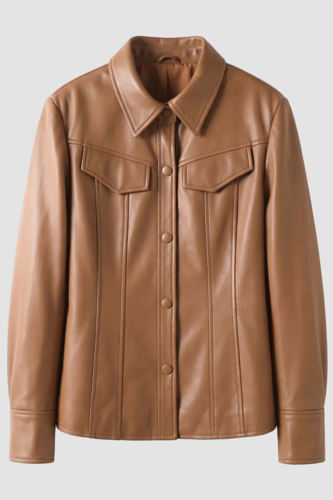 ELEANOR – Single-Breasted - black faux leather, shirt jacket, quiet luxury