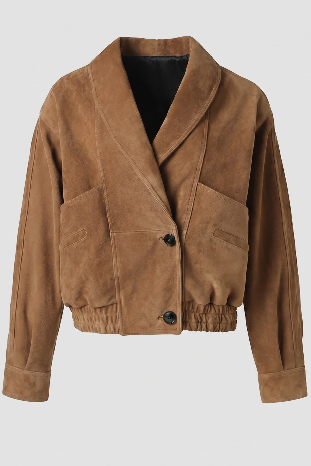 ELISE - Brown jacket with a collar on a light gray background