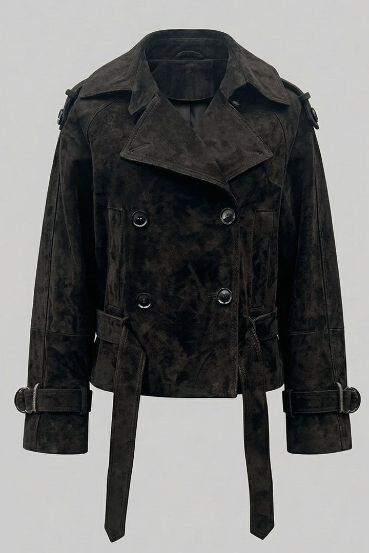 ELLIS - Black Suede Double-breasted Jacket