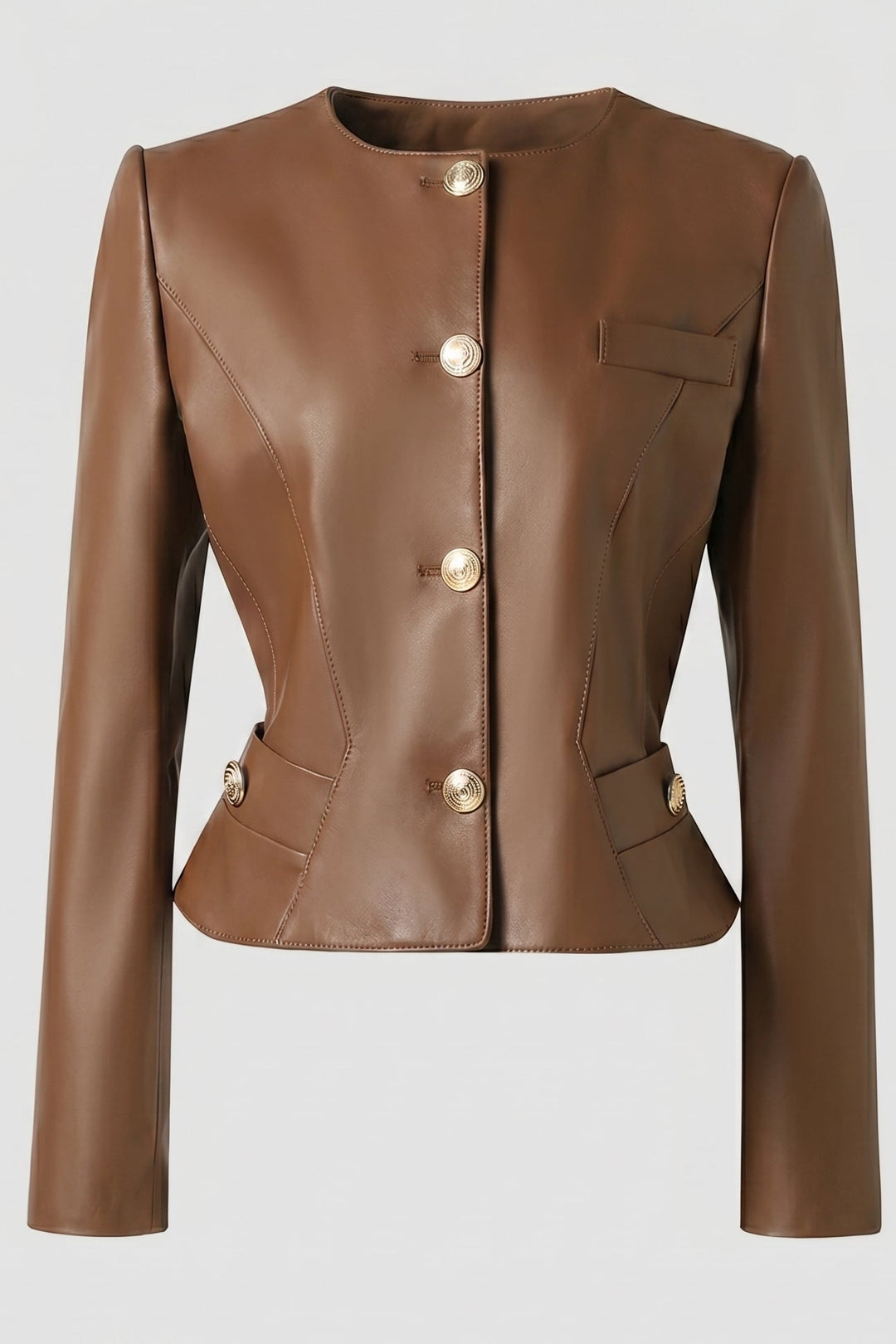 EVELYN - GENUINE SHEEPSKIN - Brown Leather, full product shot