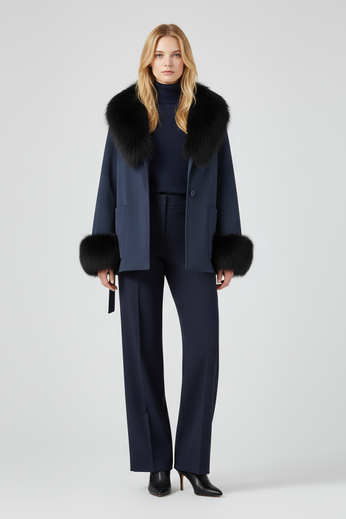 FARLENA coat – close-up of fox fur collar