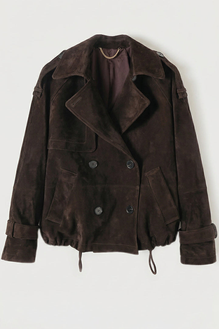 FINLEY - Cropped Suede Mock, Dark brown, full shot