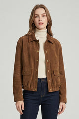 KENDALL - Suede Leather Bomber Jacket