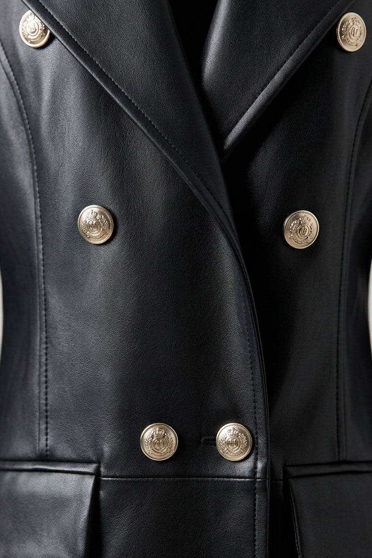 Freya - Suit Collar Leath - Close-up, Suit collar, Leather texture, Detailed stitching