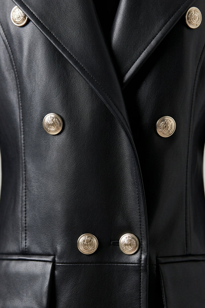 Freya - Suit Collar Leath - Close-up, Suit collar, Leather texture, Detailed stitching