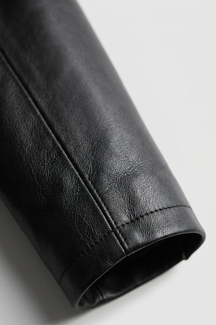 Freya - Suit Collar Leath - Close-up, Suit sleeve, Leather texture, Detailed stitching