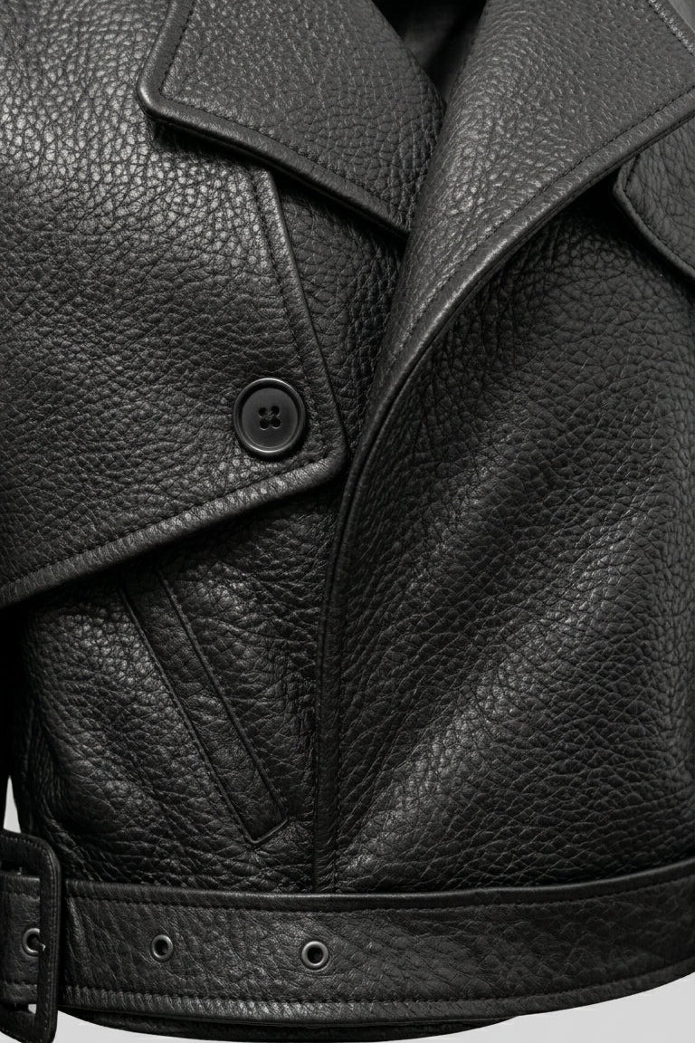 GEORGIA - Bubble Leather biker jacket, front closure