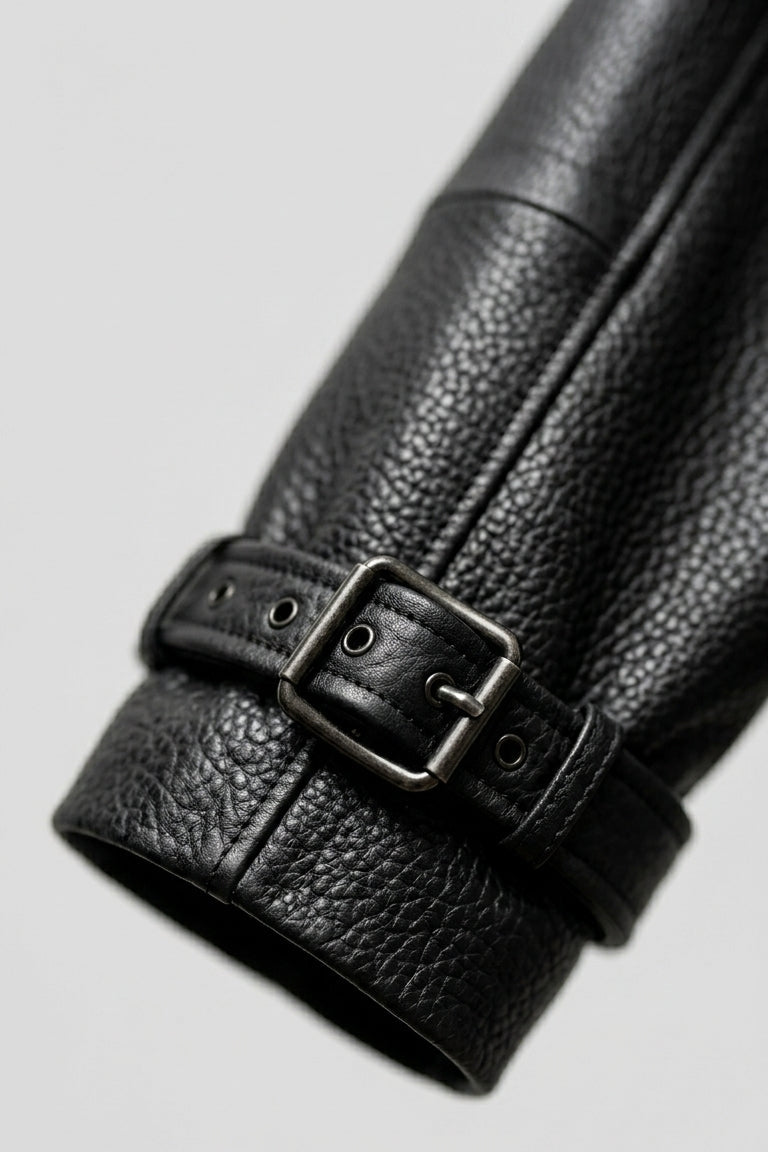 GEORGIA - Bubble Leather biker jacket, sleeve detail
