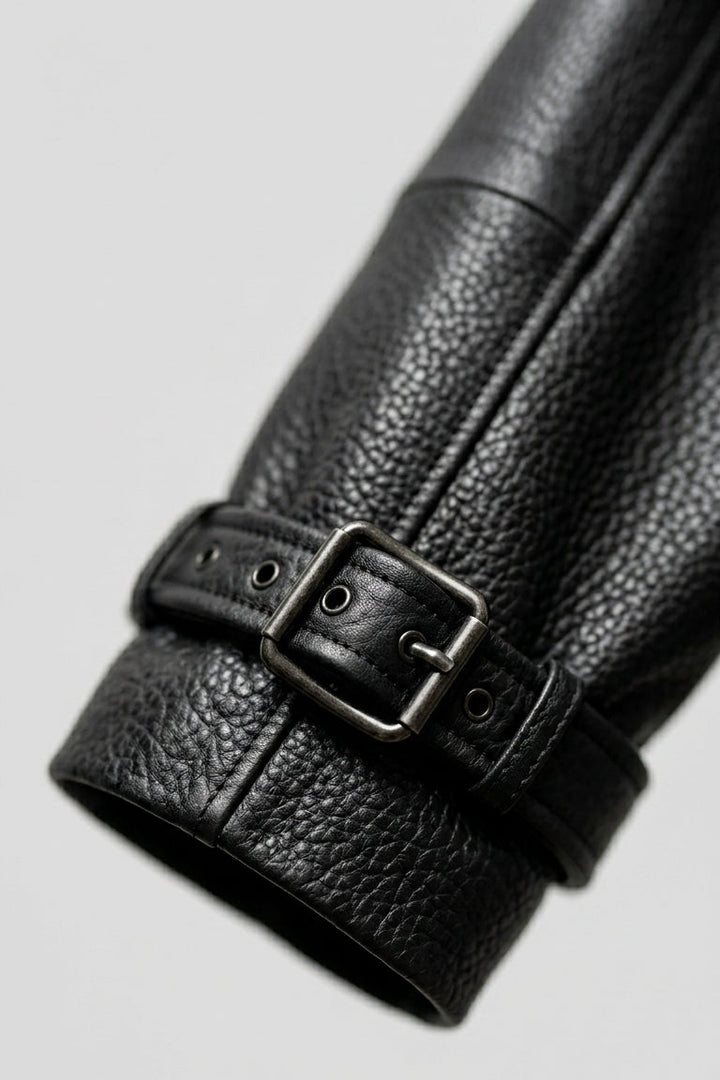 GEORGIA - Bubble Leather biker jacket, sleeve detail