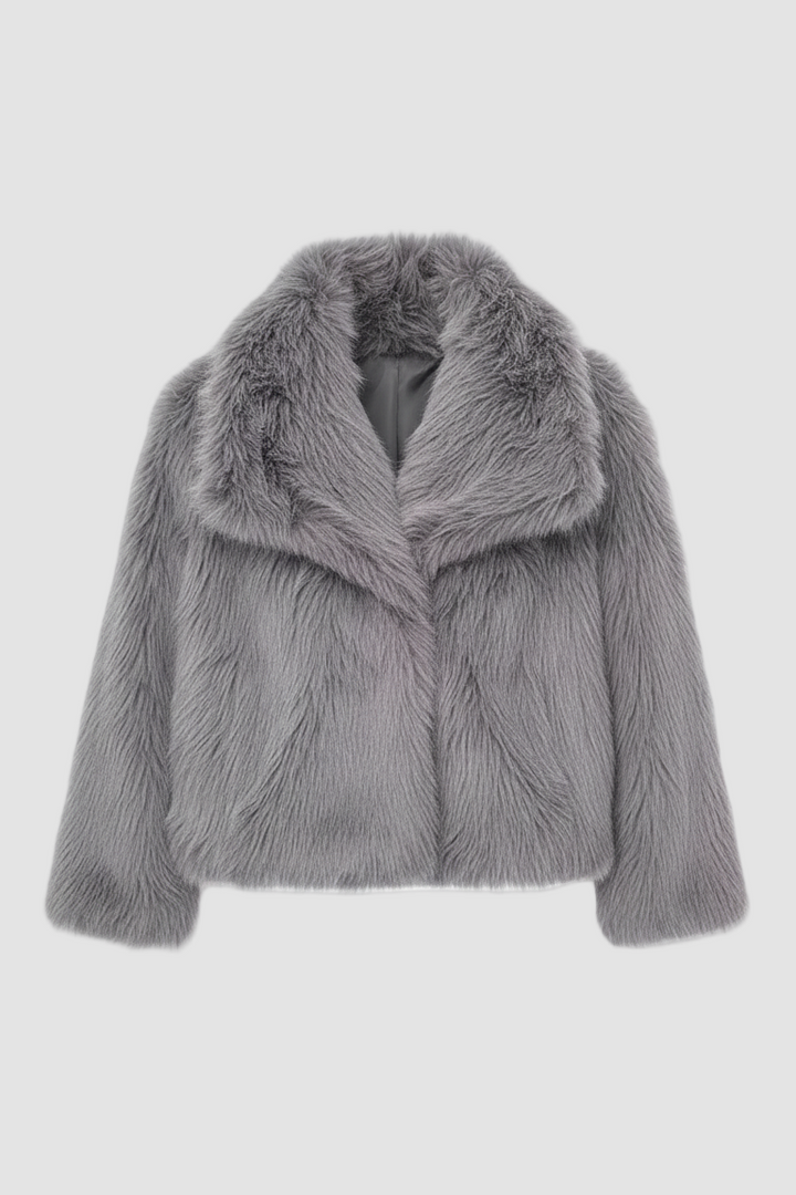 Gray fur coat on a white background