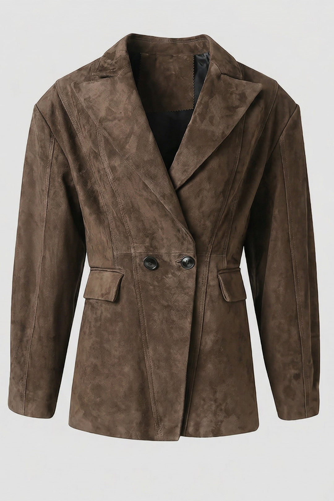 HADLEY - Brown Tailored Suede Leather Blazer - full shot