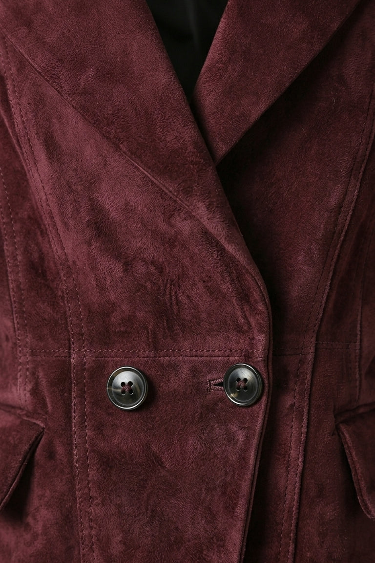 HADLEY - Suede blazer detail, button closure, tailored paneling, elegant design