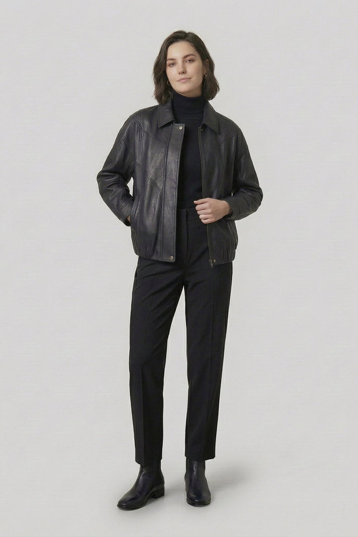 HAILEY - Sheepskin leather jacket on model, full body