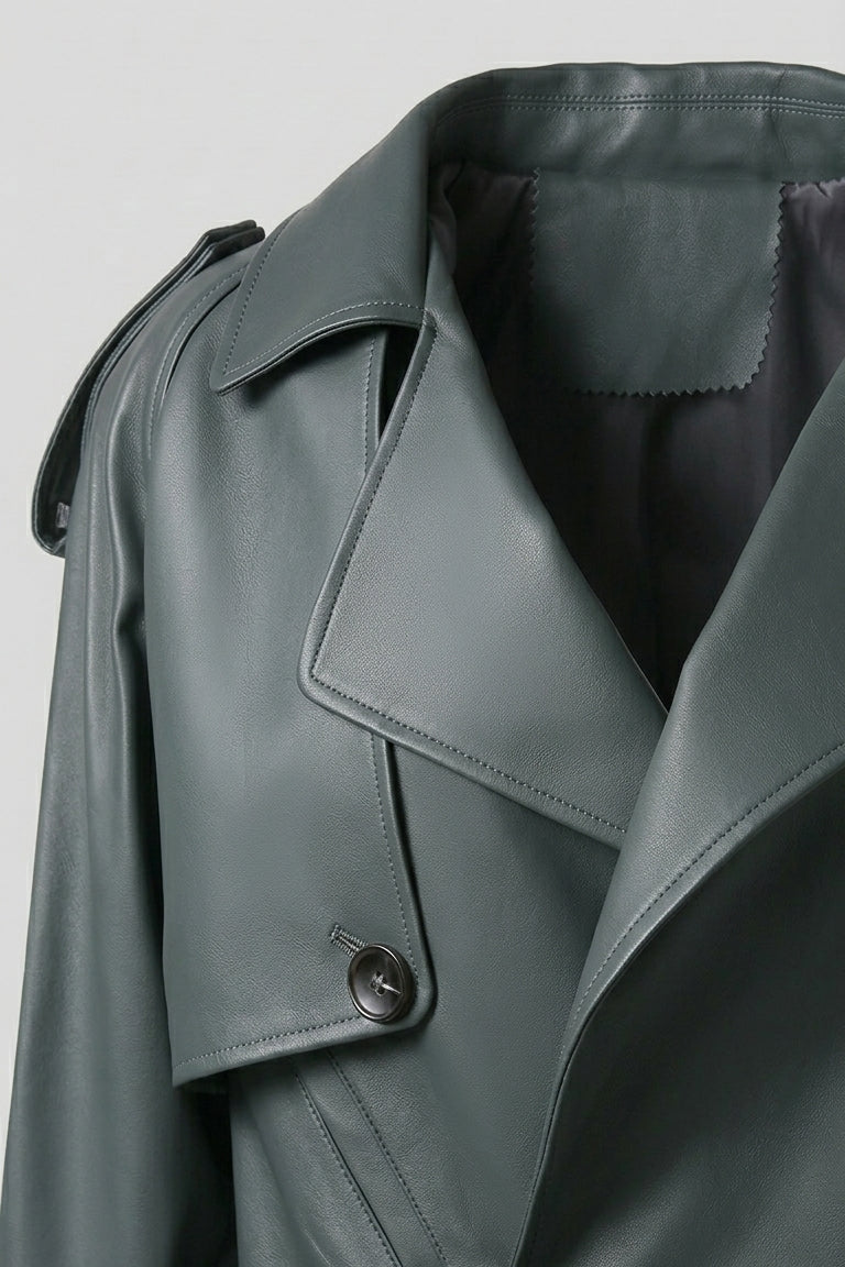 HARMONY - Sheepskin Leath jacket, close-up of collar and lapel