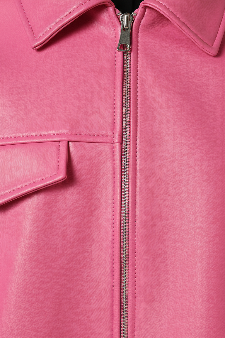 HOLLIS - Pink cropped jacket with zipper