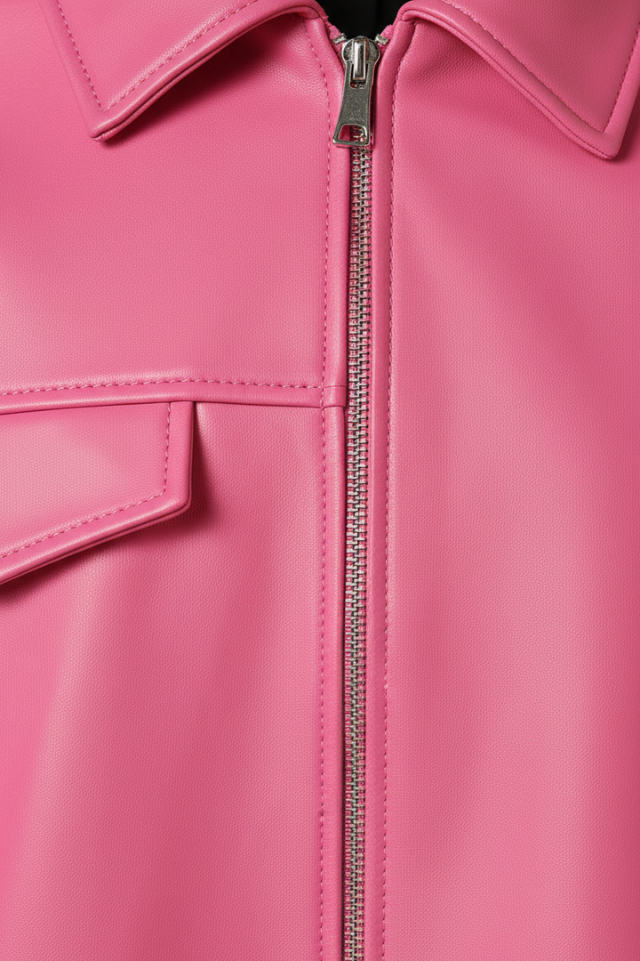 HOLLIS - Pink cropped jacket with zipper