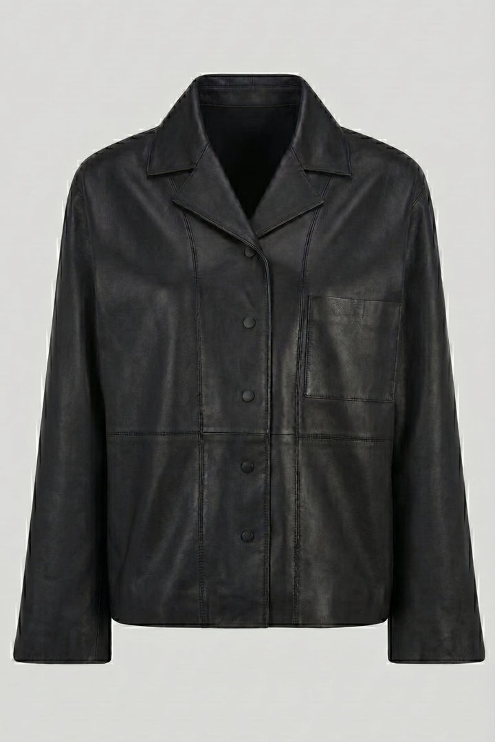 IMOGEN - Black Cropped Sheepskin - front view