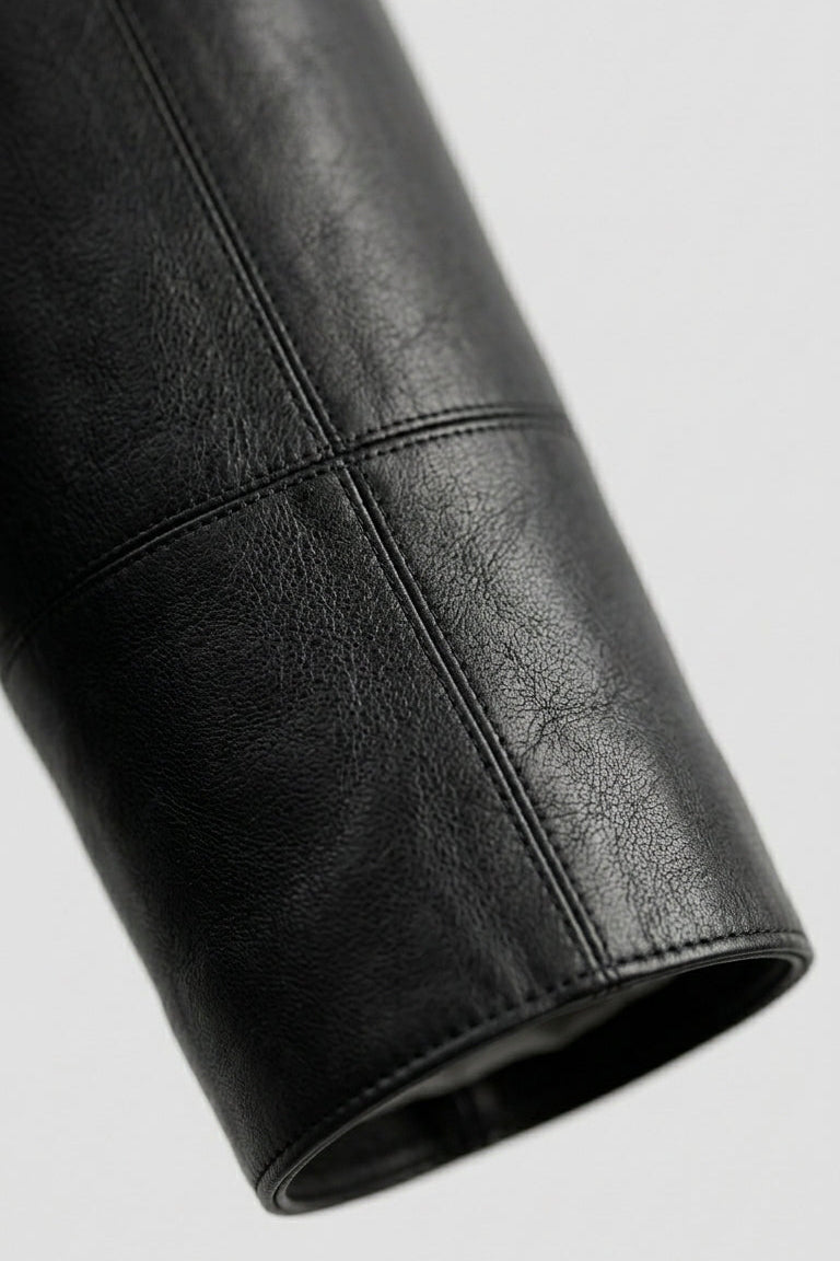 IMOGEN - Black Cropped Sheepskin - sleeve and cuff shot