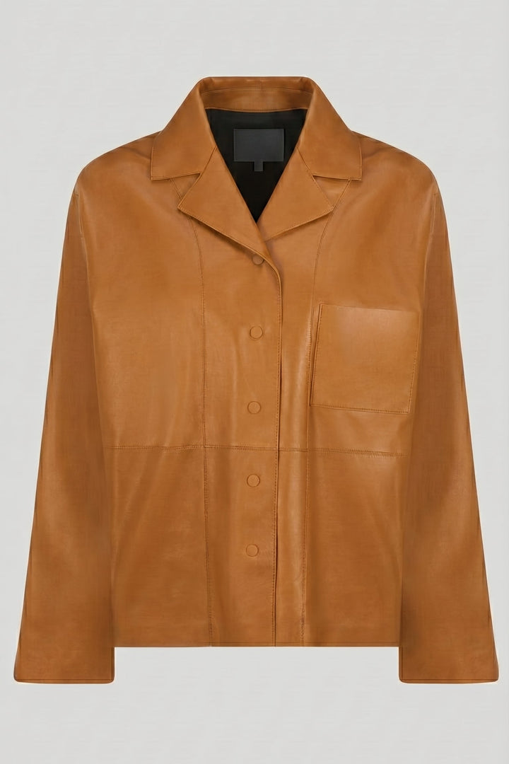 IMOGEN - Camel Cropped Sheepskin - front view