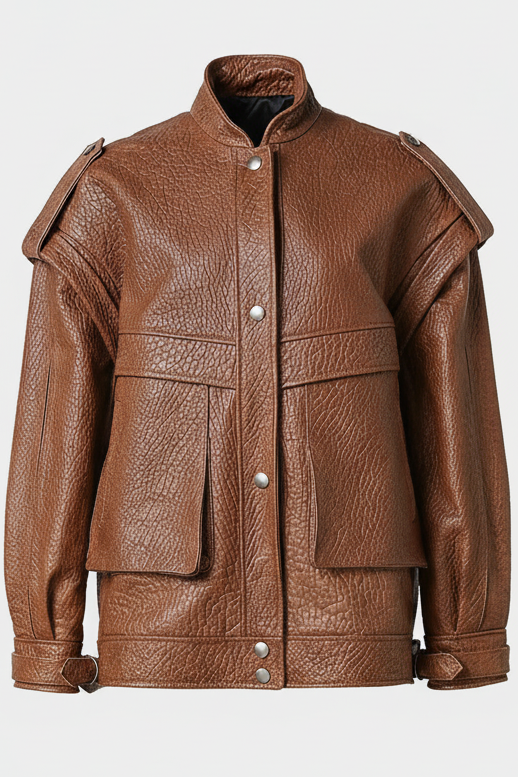 INDIE - Copper rose Vintage Leather Bomber Jacket, full product shot