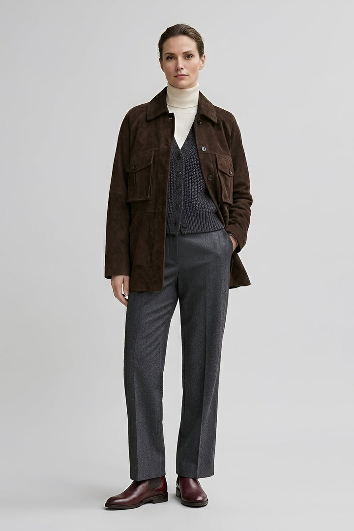 IVY - Dark brown suede jacket with chest pockets