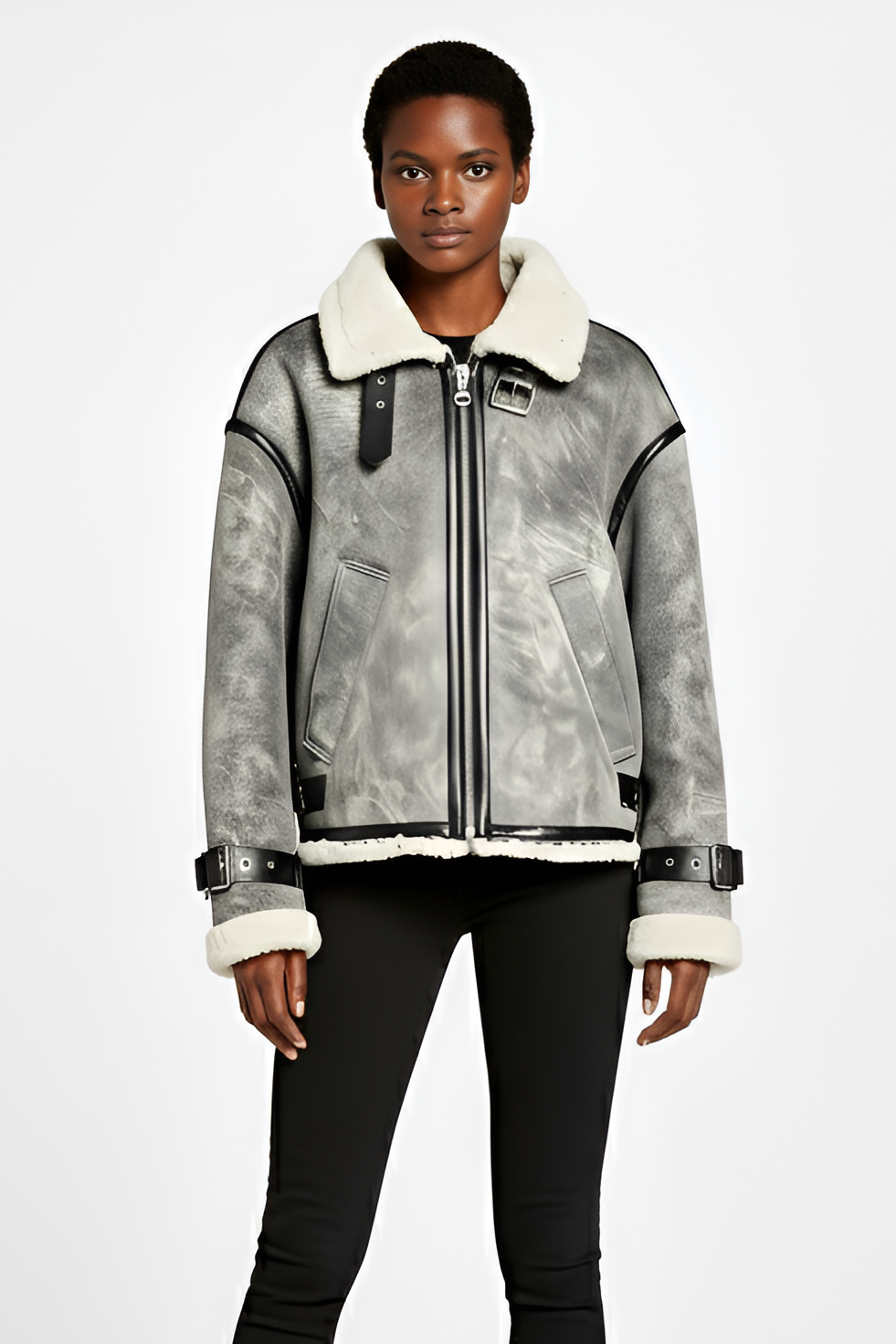 JANVERA double-sided fleece coat in grey with soft lining