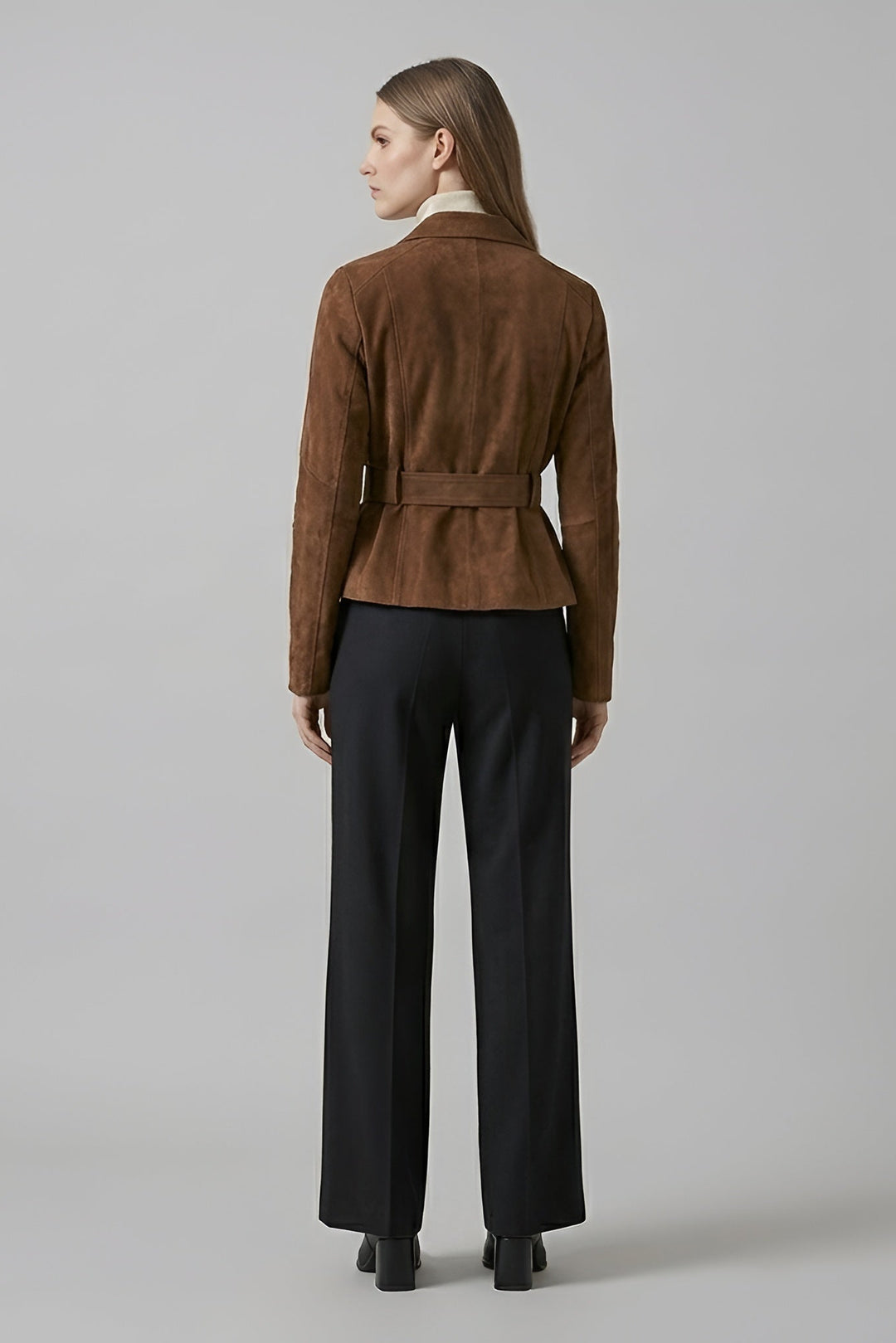 JOSIE - Brown Suede jacket back view