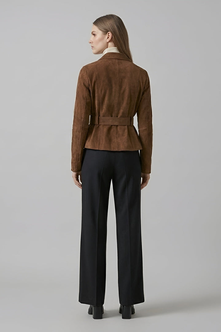 JOSIE - Brown Suede jacket back view