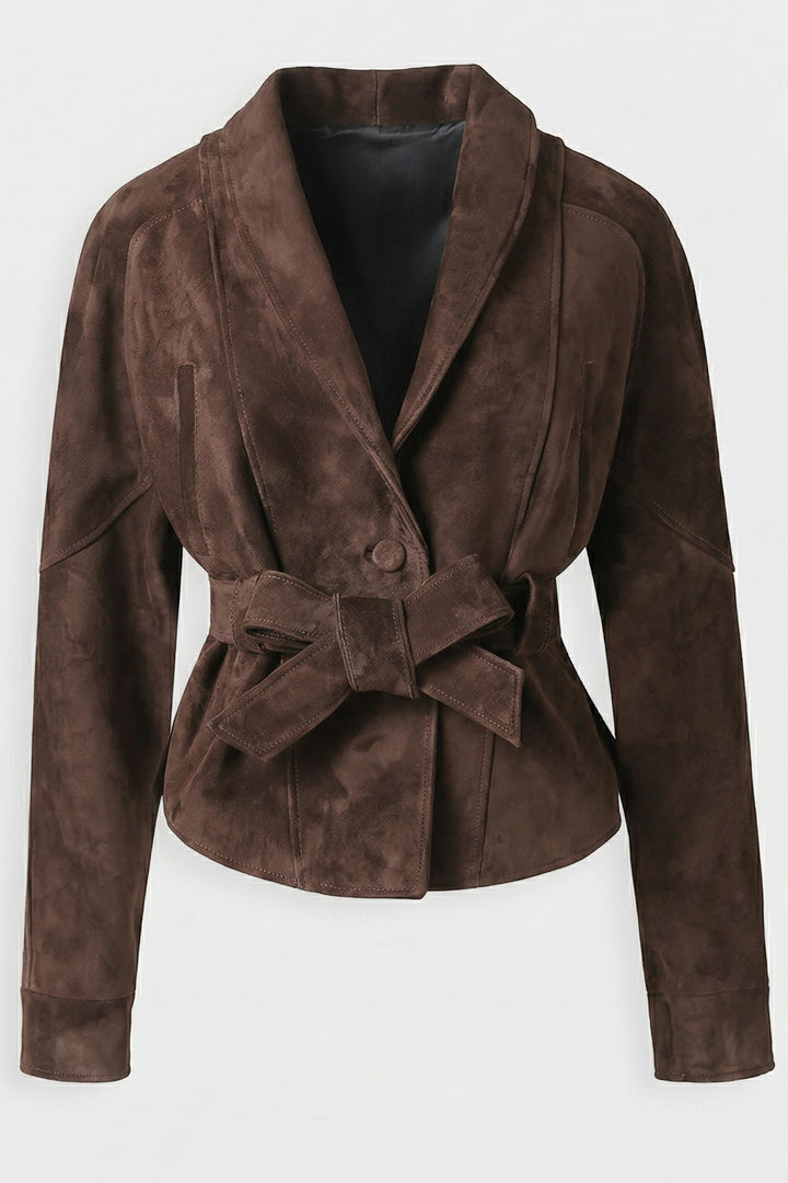 JOSIE - Women's dark brown suede blazer