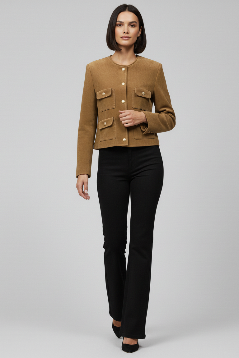 KENLEY - Suede Leather Jacket - walking confident studio luxury