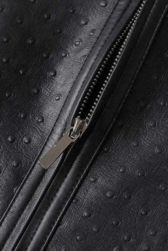 KENNA - Luxurious Round-N - coat zipper, detailed stitching, fabric texture