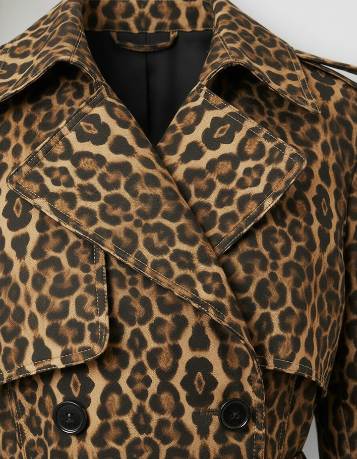 KENNEDY - Close-up of leopard print collar and lapel