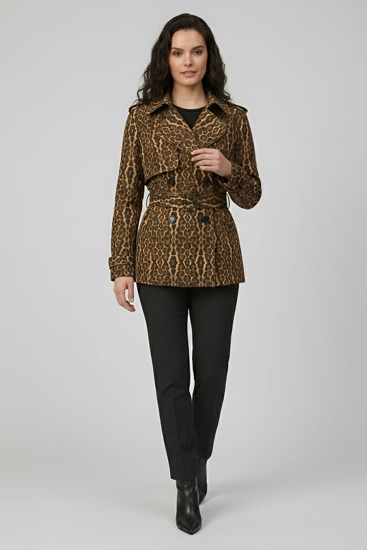 KENNEDY - Leopard print trench coat, belted waist