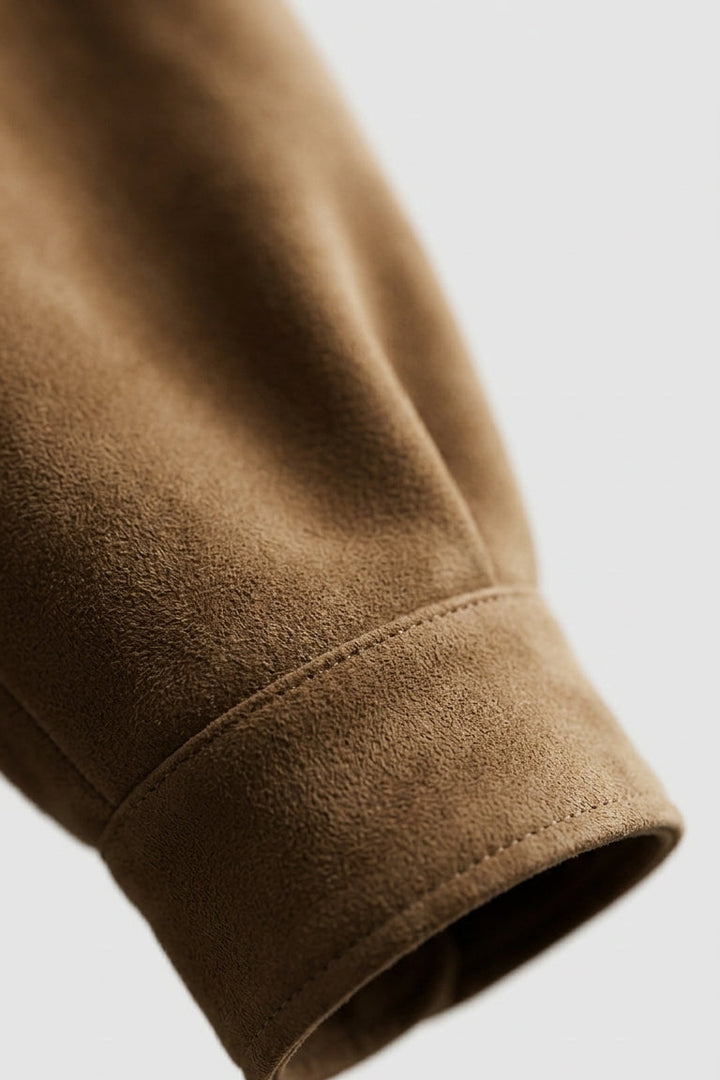 KINSLEY - Suede Leather Bomber - suede, sleeve detail, luxury texture
