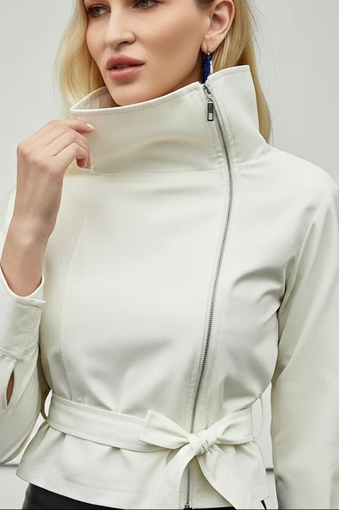 LEIRAH trench coat for women gray back view studio shot
