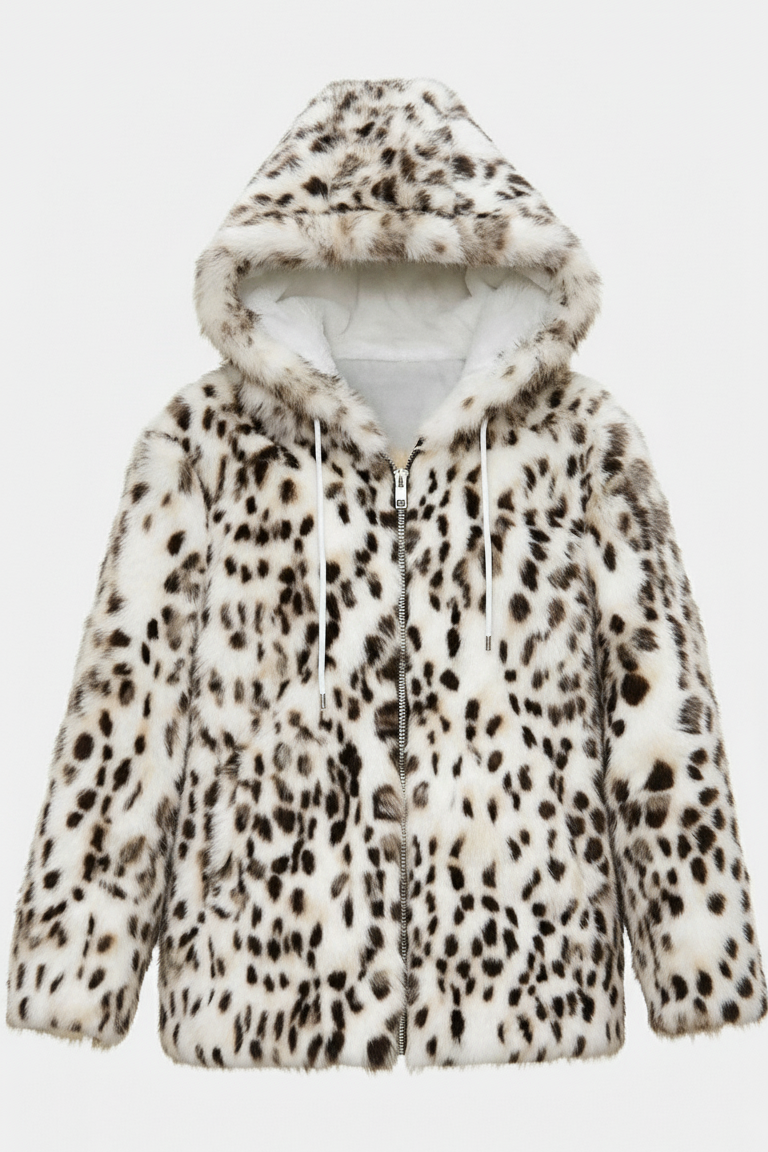 Leopard print hoodie on a light gray background