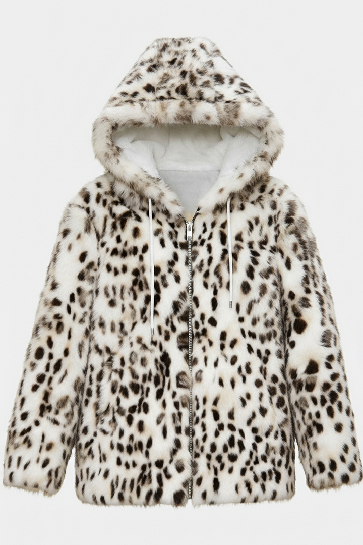 Leopard print hoodie on a light gray background