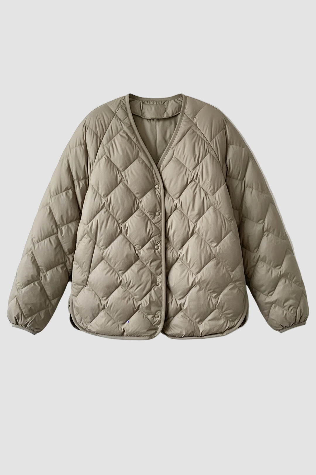 Lightweight Down Warm Quilted Coat in white front view