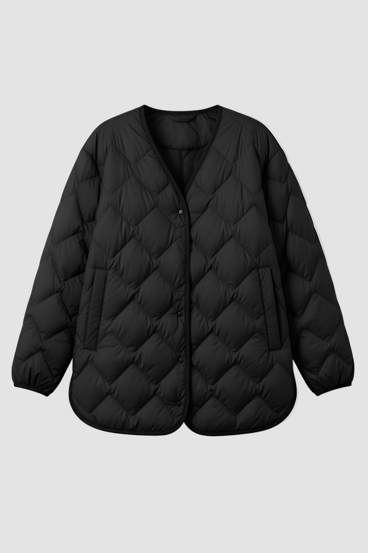 Lightweight reversible quilted puffer coat in classic tones