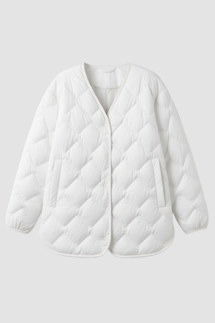 Lightweight reversible quilted puffer coat in classic tones