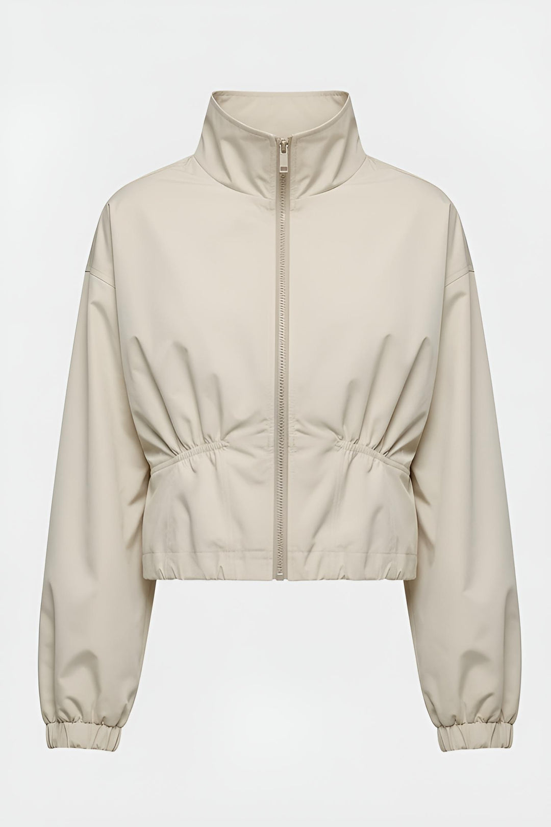 MAELIN jacket worn with beige modern minimalist styling