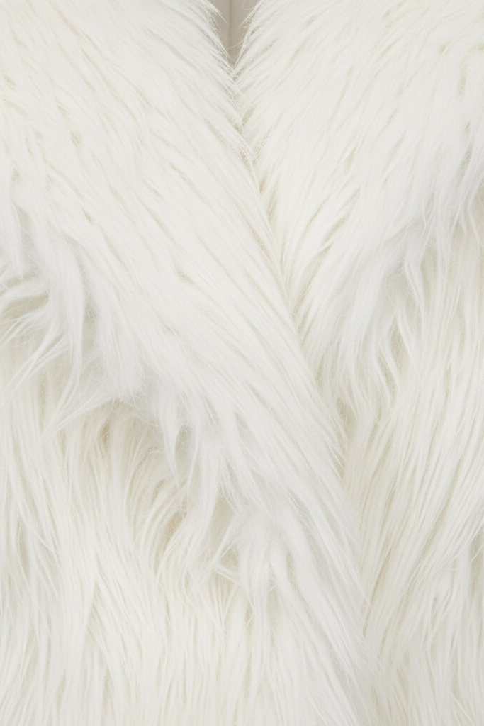 Elegant winter look with the MARZELA long fur coat in a city setting.