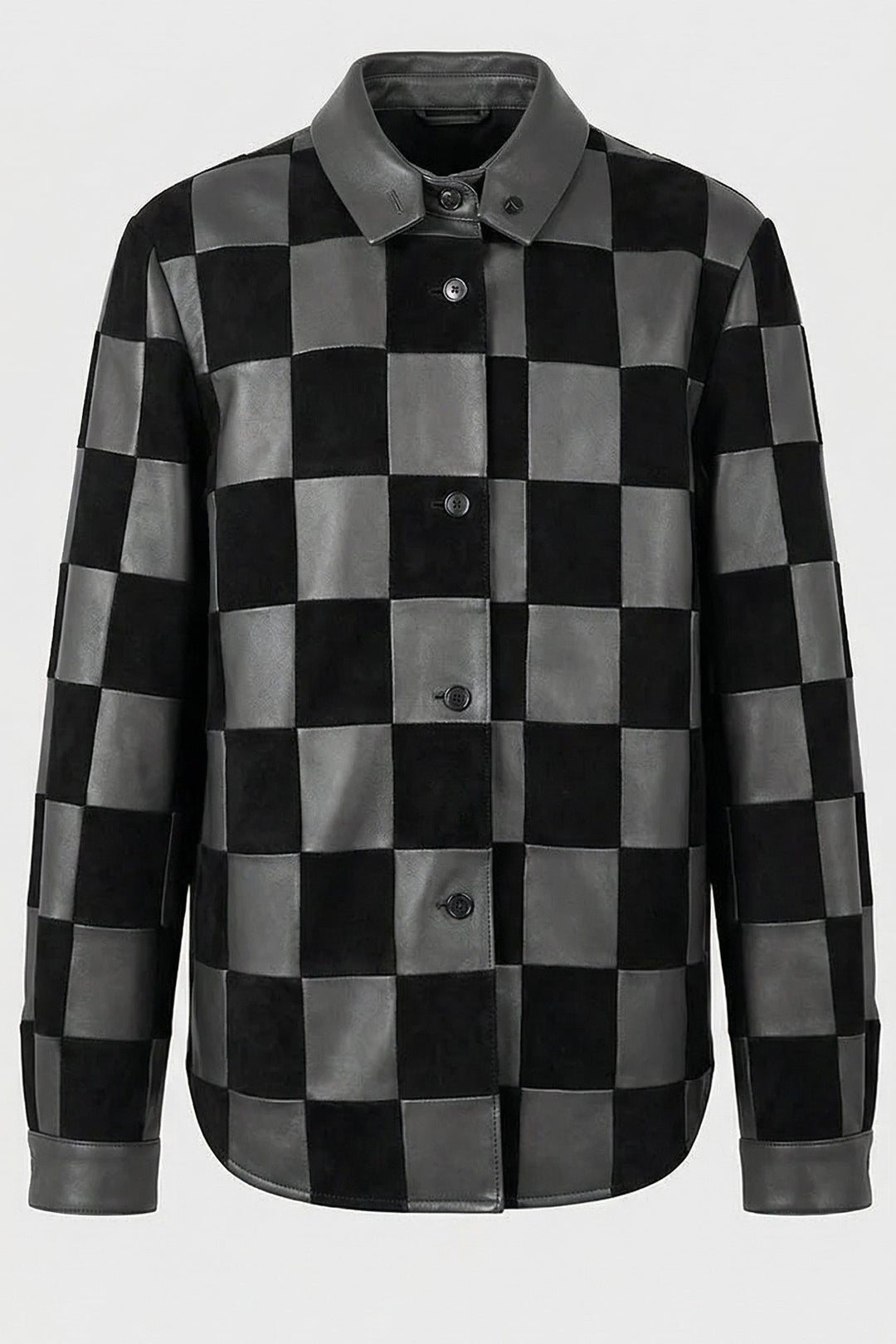 MERRITT - Plaid Leather Jacket - black edition