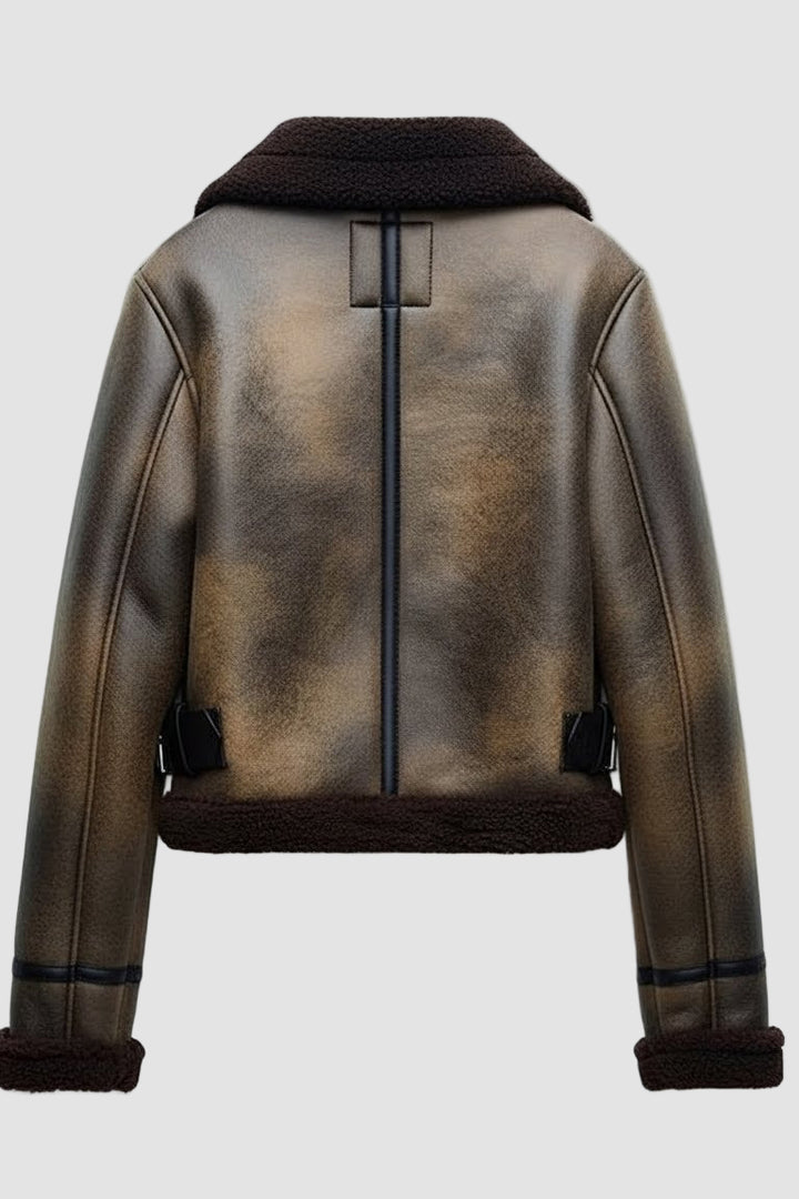 MYRABELLA brown faux fur winter jacket casual styling