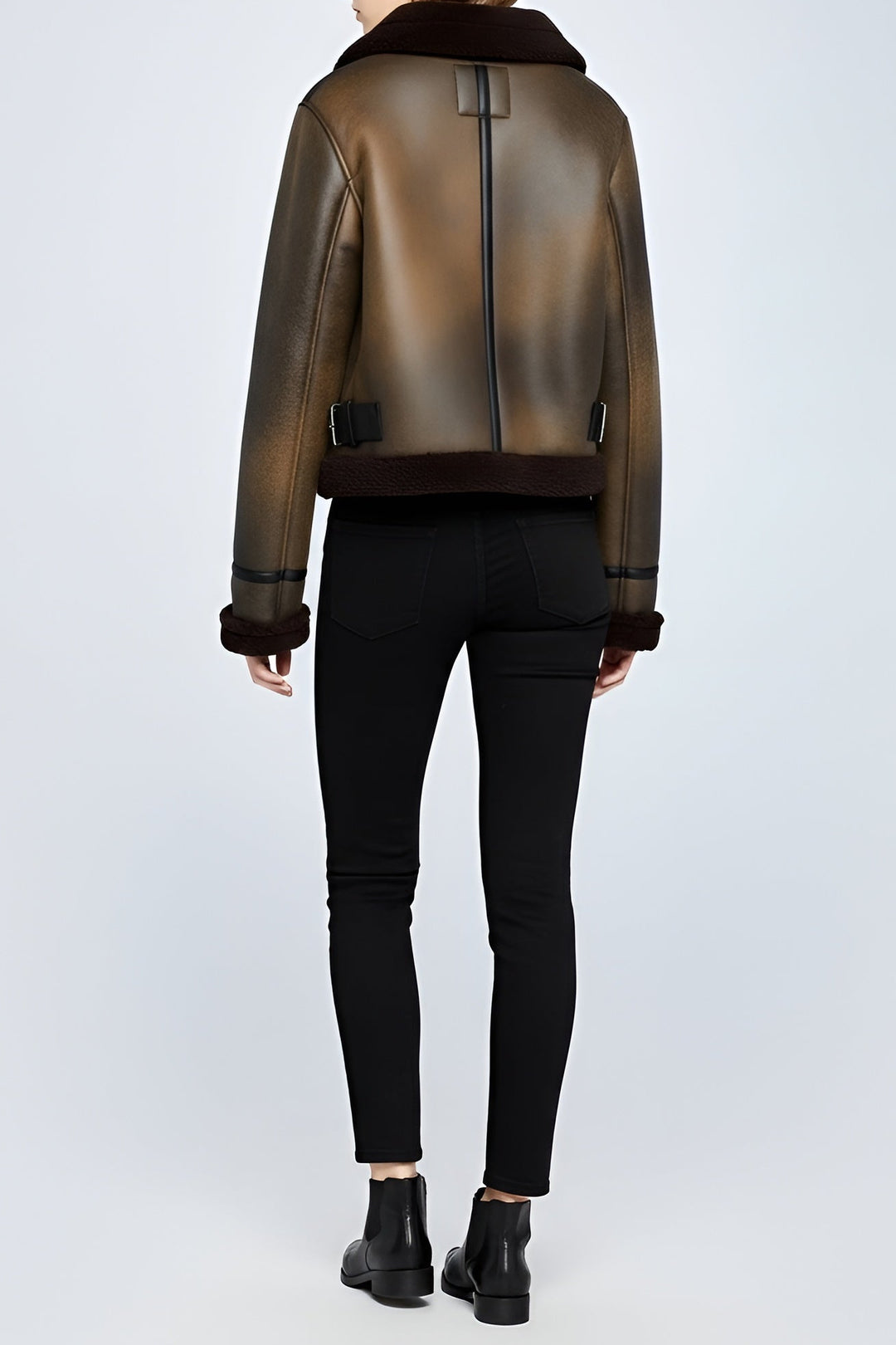 MYRABELLA women’s cropped fur jacket side view