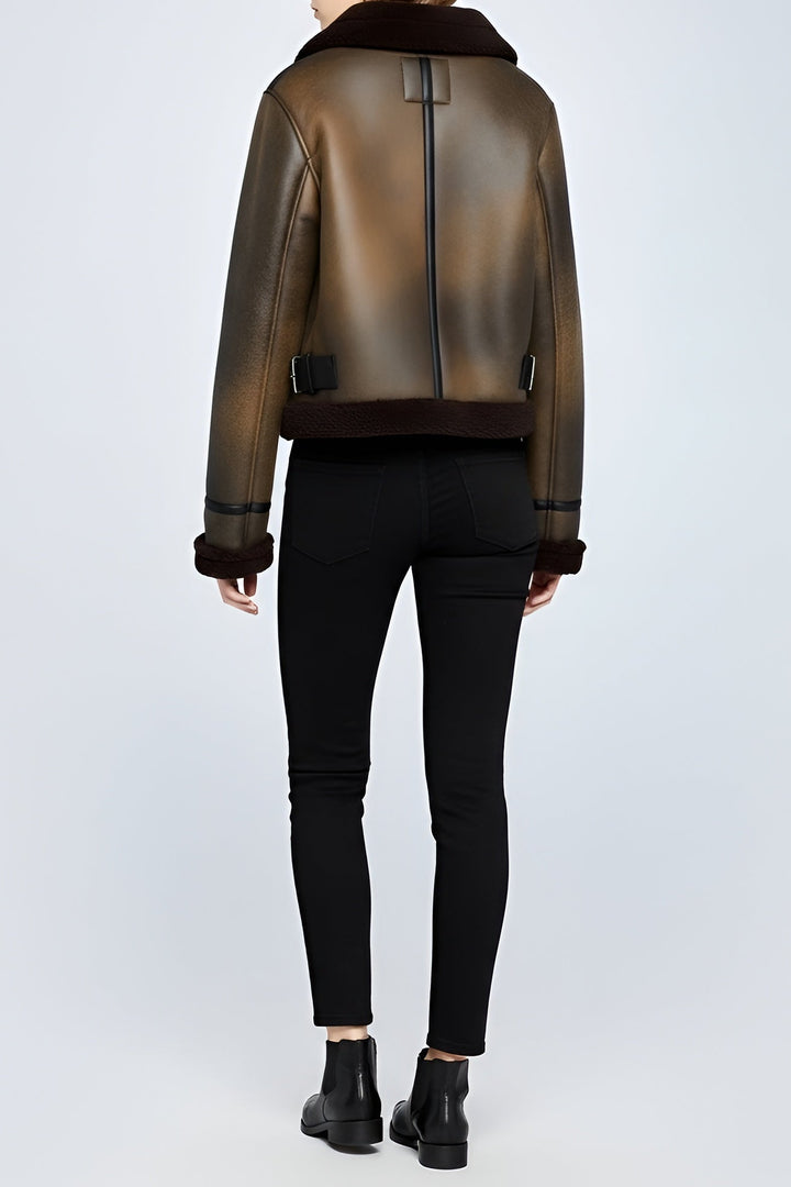 MYRABELLA women’s cropped fur jacket side view