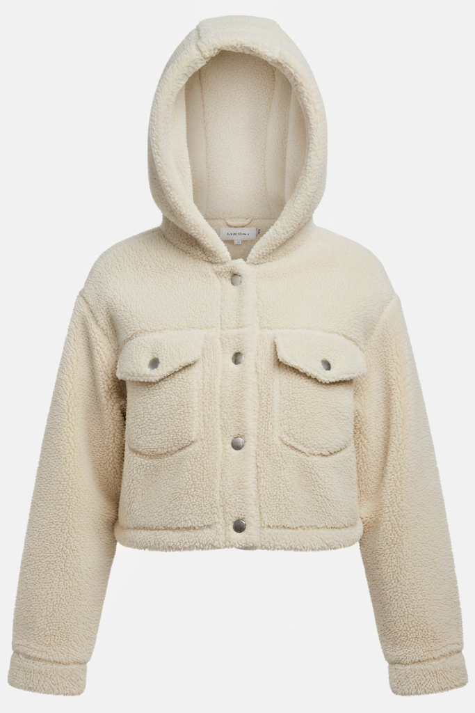 MYRALI Winter Fleece Jacket close-up front view with soft fleece texture