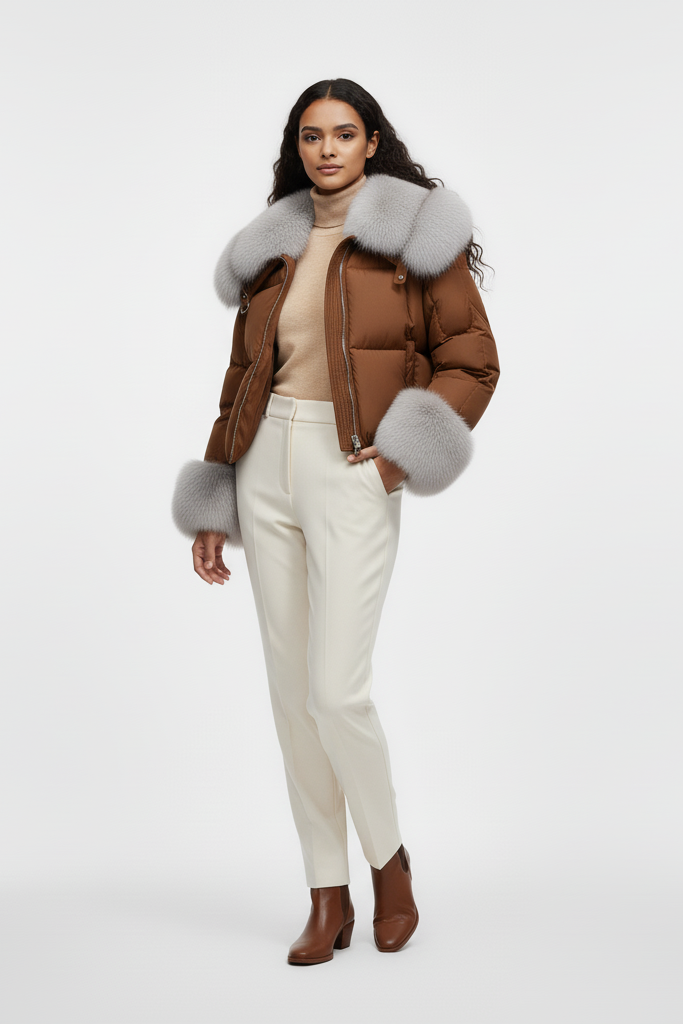 NALVERA coat – lining and duck-down interior detail